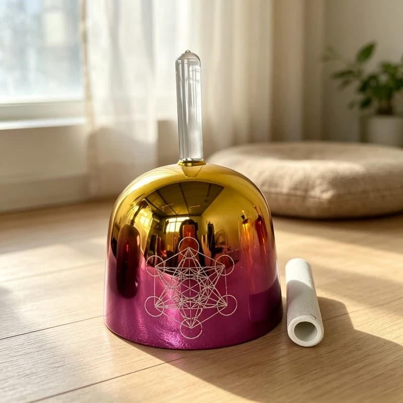 Handheld Singing Bowl 432HZ Mindfulness Metatron Cube Quartz Bowls BTone Professional Meditation Bowl Sound Healing Instrument