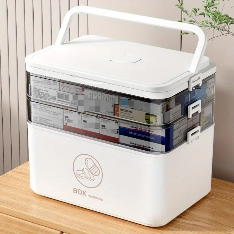 3-tier 1-piece medicine cabinets, medicine organizers - Family emergency storage box | Loss-resistant design, compact for home use
