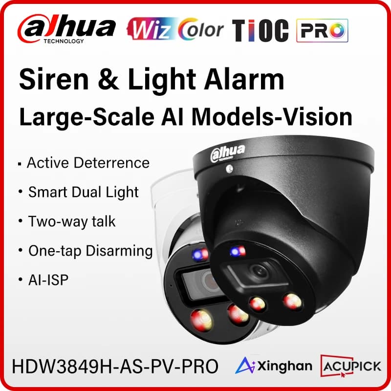 Dahua 8MP WizColor TiOC HDW3849H-AS-PV-PRO 4K Siren & Light Active Deterrence Security CCTV AI-ISP SMD 4.0 Two-way Talk AcuPick