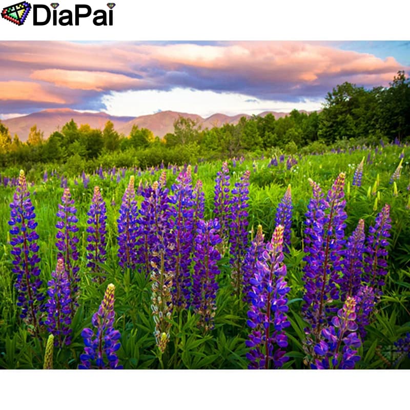 DIAPAI Full Diamond Embroidery "Flower landscape" Diamond Painting Cross Stitch Patterns Rhinestone Unfinished Home Decor A25566