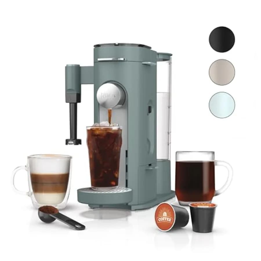 Pods and Grounds Specialty Single-Serve Coffee Maker, Compatible with K-Cups, Built-In Milk Frother, 6-oz. Cup to 24-oz. Travel
