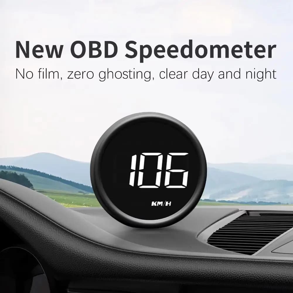 HUD Car Head Up Display Portable Plastic Digital Speedometer KMH/MPH Detector Plug and Play Windshield Projector Tachometer