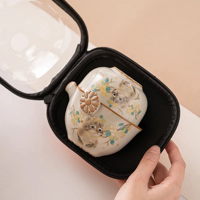 Ru Ware Travel Tea Set Simple Kung Fu Tea Set Suit Outdoor Camping Tea Making borsa portatile per il trasporto