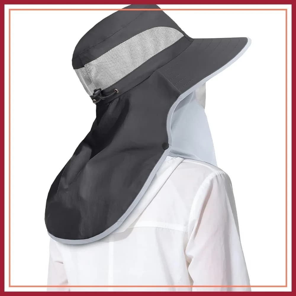 Cappello da Sole Unisex a Tesa Larga per Pesca con Protezione Rimovibile per Viso e Collo, Protezione UV UPF 50+, Stile Safari