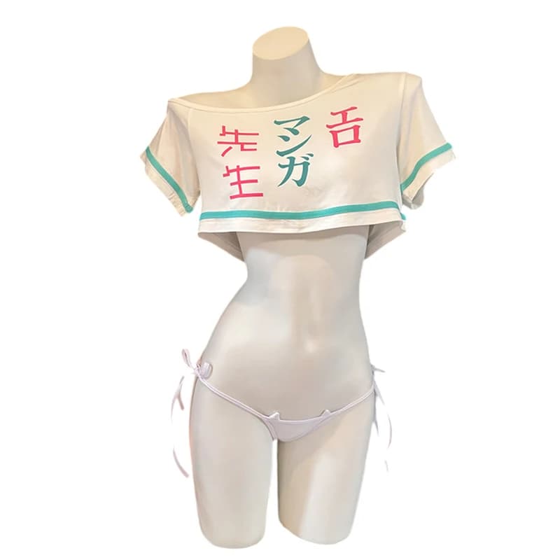 SENMHS Anime T-shirts Sagiri Izumi Cosplay Costumes Summer Short Sleeve Casual Crops Tops with Underwear