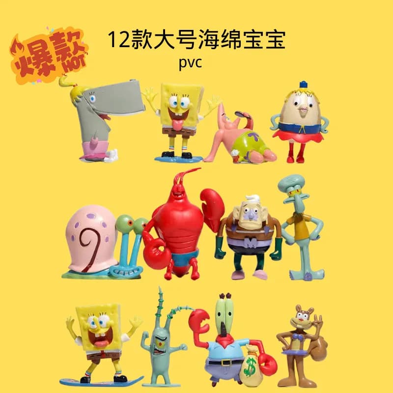 12 pezzi SpongeBob SquarePants bambola Patrick Star Mr. Krabs figura ornamento modello giocattolo decorazione torta ragazzo regalo regalo di Natale