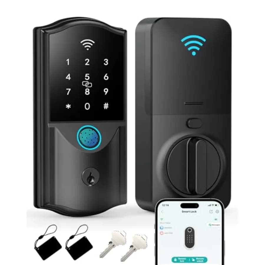 Serratura Intelligente WiFi per Porta d'Ingresso, Ingresso Senza Chiave, Serratura Elettronica con Impronta Digitale Biometrica, Tastierino Digitale, Wi-Fi Integrato, App C