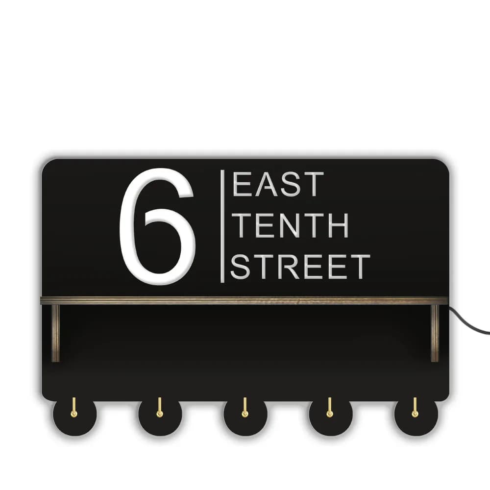Custom Address Civic Numbers and Road Signs Wooden Wall Hooks Clothes rack Home Decoration Keychain Bag Display
