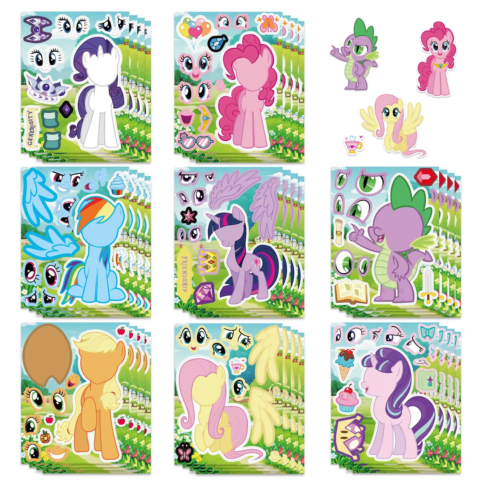 8/16 Pezzi Adesivi My Little Pony, Sticker Cartoon per Creare un'Espressione Facciale, Puzzle Fai-da-Te, Decorazioni per Telefono, Laptop, Casco, Bagagli, Impermeabili