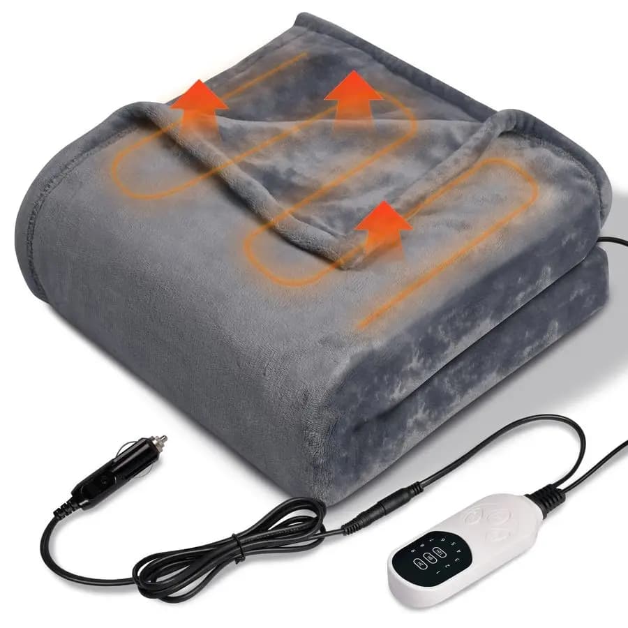 Coperta Riscaldante per Auto in Flanella Morbida e Delicata con 3 Livelli di Riscaldamento e 9 Impostazioni, Coperta Elettrica Portatile per Auto, Regalo Caldo