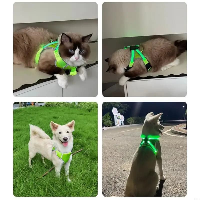 Gilet per cani Imbracatura da addestramento regolabile con luce LED Anti fuga Imbracatura resistente e resistente Impugnatura