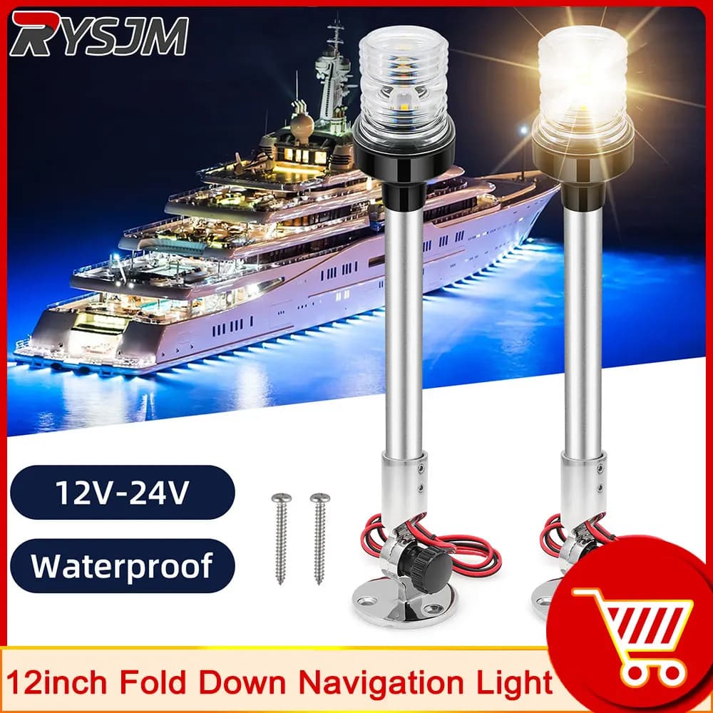 Luce di navigazione pieghevole da 12 pollici 305mm Luce LED per barca impermeabile per yacht Luce di ancoraggio per navigazione marina Segnale di navigazione 12V