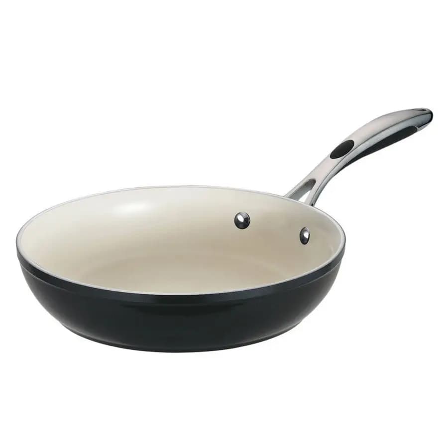 Padella Ceramica Deluxe da 10 Pollici, Antiaderente in Ceramica, Adatta al Forno, Nero Metallizzato