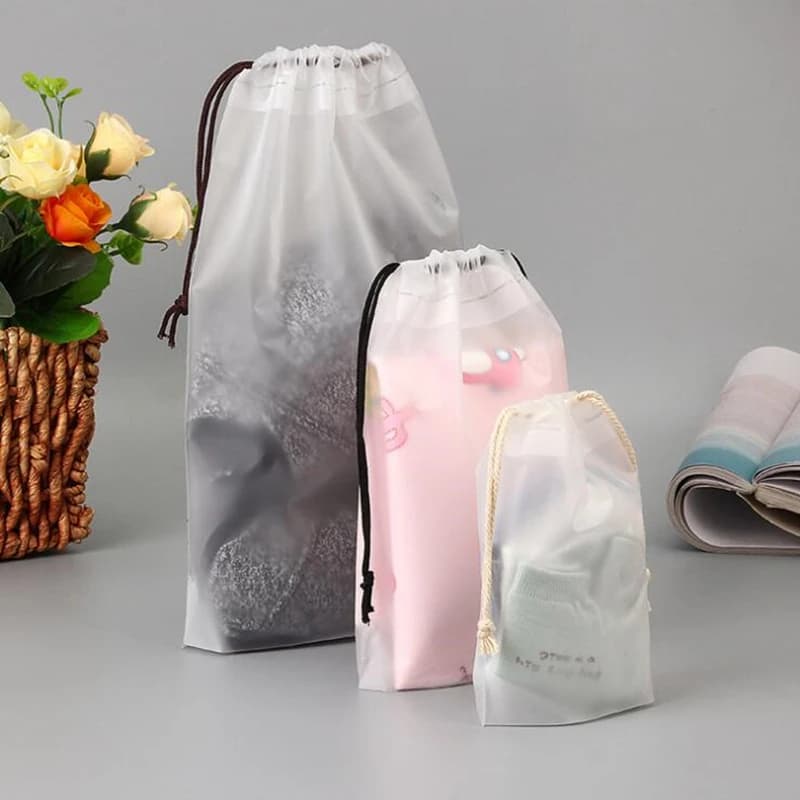 Borse da Viaggio Trasparenti con Coulisse per Vestiti e Articoli da Toeletta, Organizer per Valigie, Asciugamani, Biancheria Intima e Reggiseni