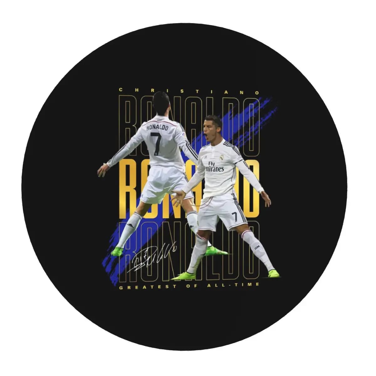 Cristiano Ronaldo Suuiii! Tappetino per mouse rotondo, tappetino per tastiera e mouse per computer, tappetino da scrivania per laptop da gaming, accessori per ufficio, tappetini da tavolo