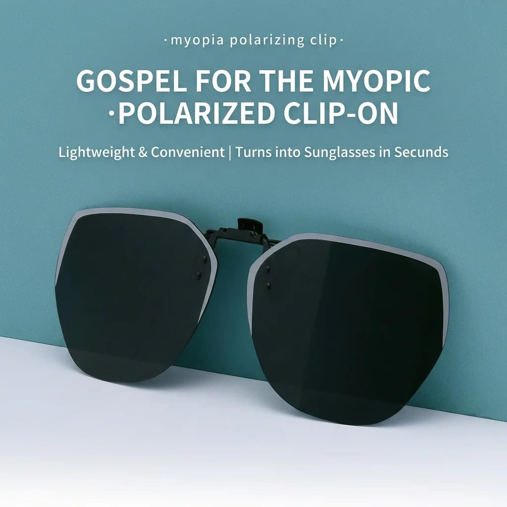 Lenti Clip-On UV400, Occhiali da Vista Stabili con Clip, Occhiali da Sole Poligonali Clip-On, Occhiali da Sole Fotocromatici Senza Montatura Flip-Up