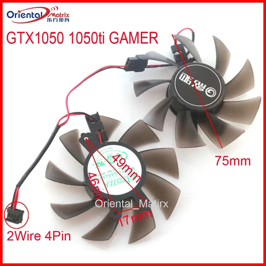 GA82S2H 75mm 49*46*17mm 0.36AMP 2 fili 4 pin per Galaxy GTX1050 1050ti GAMER Scheda video grafica Ventola VGA