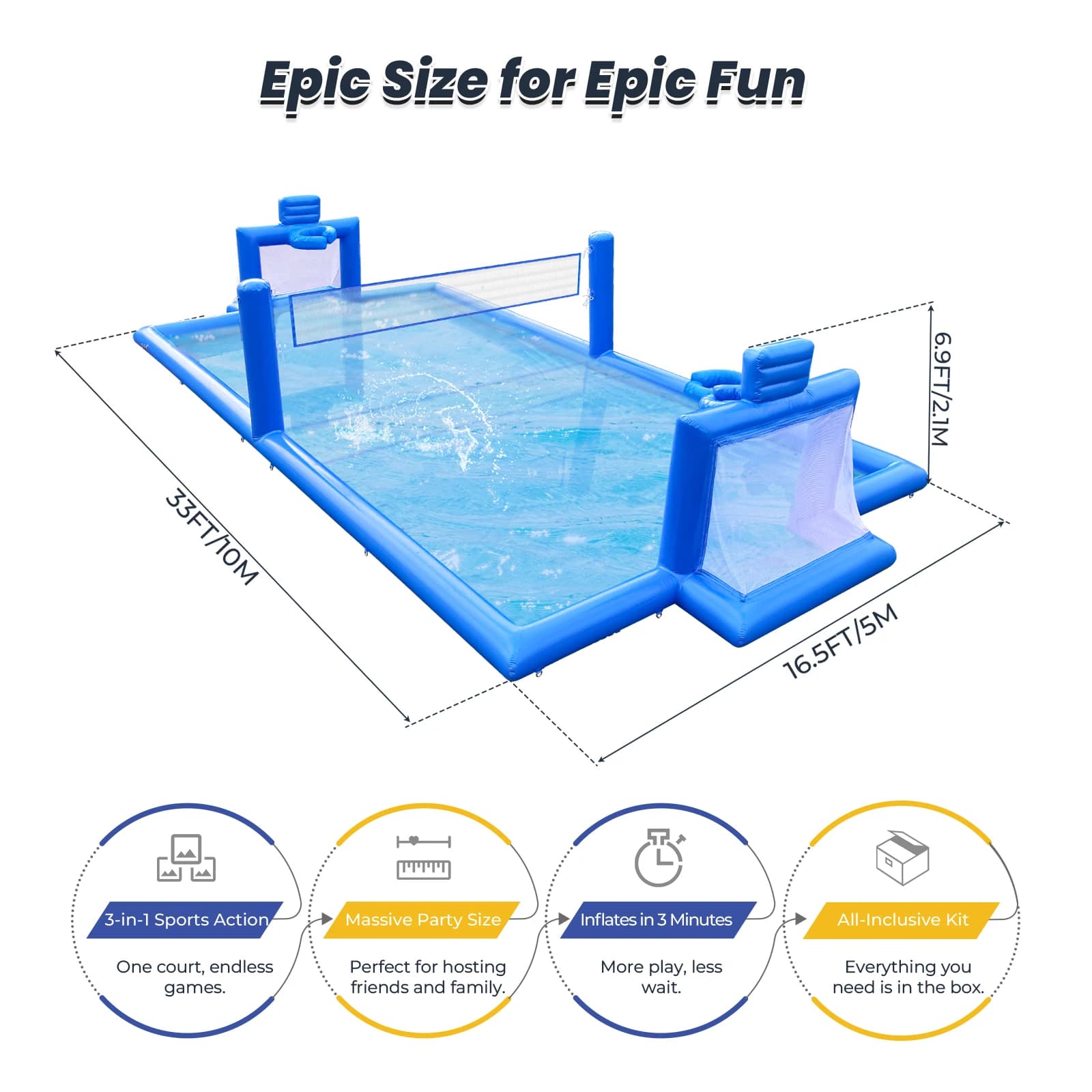 Blue Inflatable Sports Camp for Water Volleyball, Basketball, Arena and Inflatable Football Field - Promotion