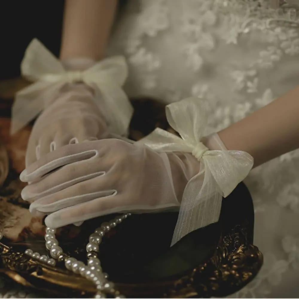 1 paio di accessori di abbigliamento per abiti da festa vintage, guanti per abiti da sposa, guanti da guida per ciclismo, guanti in pizzo, guanti da sposa