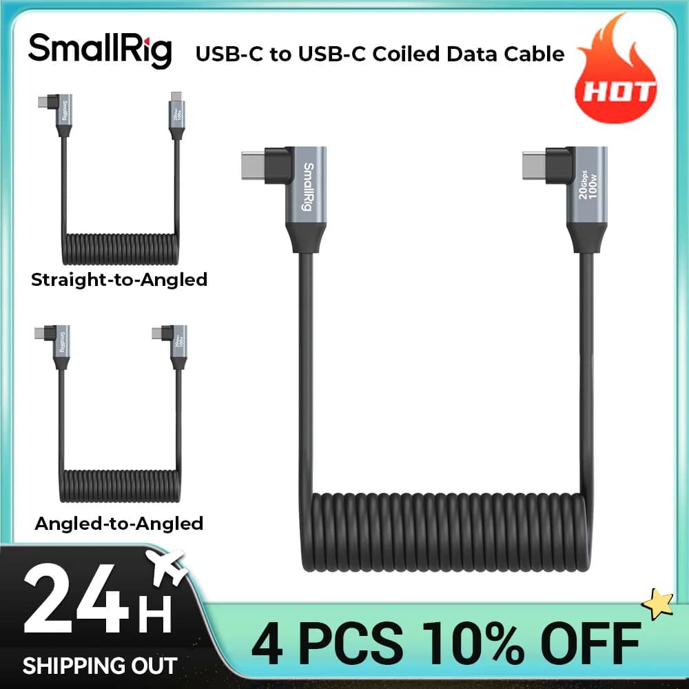 SmallRig USB-C USB-C Straight Spiral Data Cable for Laptop Smartphone Cameras Durable 100 W Quick Charge