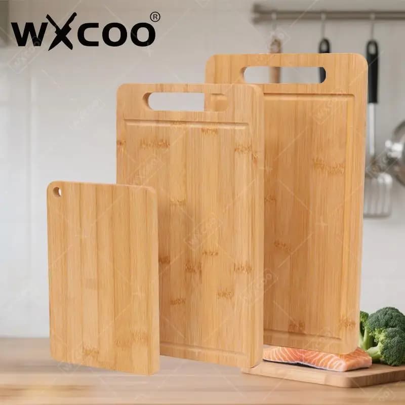WXCOO Double-sided Chopping Board for Kitchen Cutting Serving Board for Meat Vegetables Fruits Natural Bamboo Cutting Board