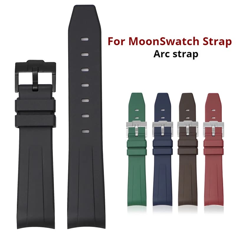 Rubber bracelet for Rolex Water Ghost Daytona 20mm Man Woman Bracelet with underwater watch strap with curved end for Swatch X Omega MoonSwatch
