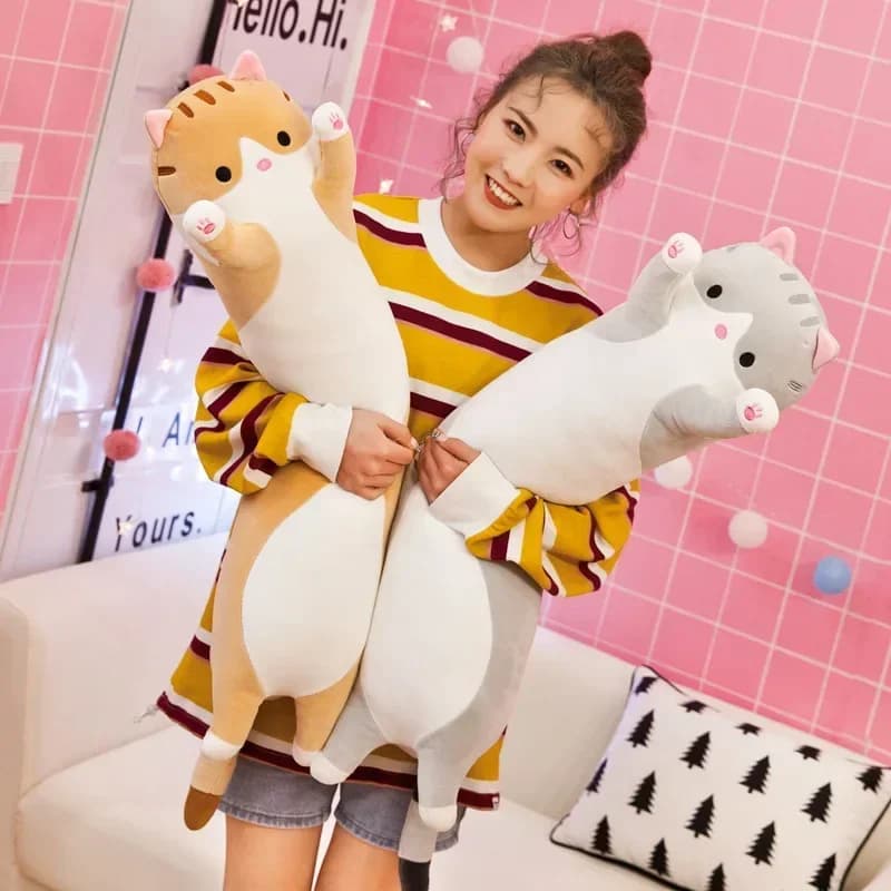 19,5 pollici carino 50 cm gatto peluche lungo rosa marrone grigio gatti addormentati gamba cuscino squishy piccolo animale bambola placare peluche regalo