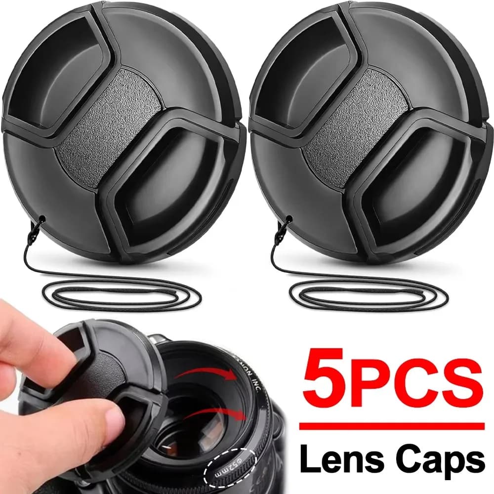 Copriobiettivo Antiscivolo 49mm 52mm 55mm 58mm 62mm per Fotocamere Canon Nikon Sony Fuji Lumix DSLR con Cordino