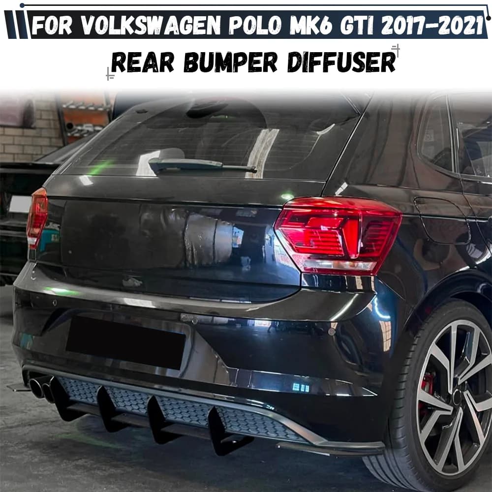 Car Rear Bumper Diffuser Tail Splitter Spoilers Protector Guard Lip For Volkswagen VW Polo MK6 GTI 2017-2021 Bodykit Tuning