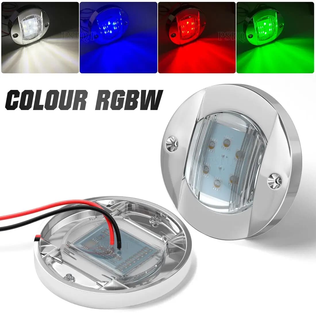 2 luci di navigazione a LED RGBW per barche, rotonde da 3 pollici, 12V, luce di cortesia per coperta/pecora/ancora, impermeabili
