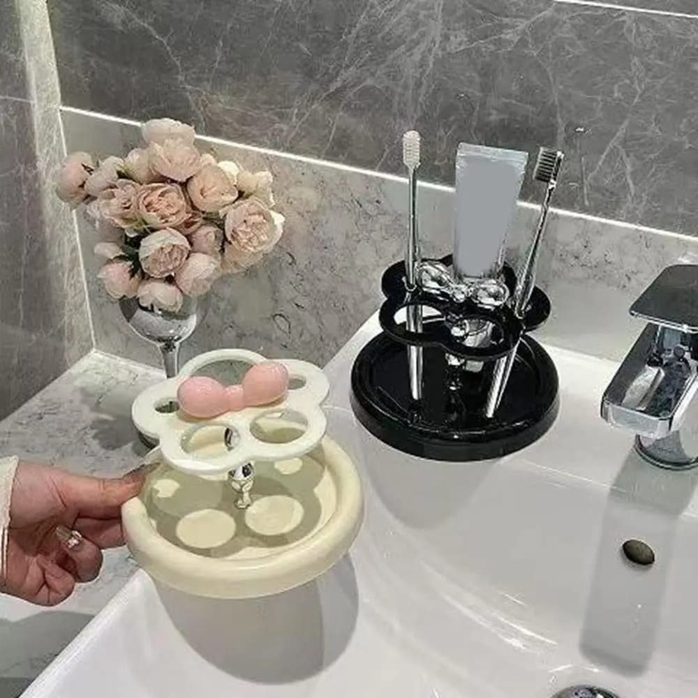 Flower Shape Plastic Sprinkle, Cute and Decorative, Waterproof Electric Sprinkle Holder, Bathroom Makeup Brush Holder