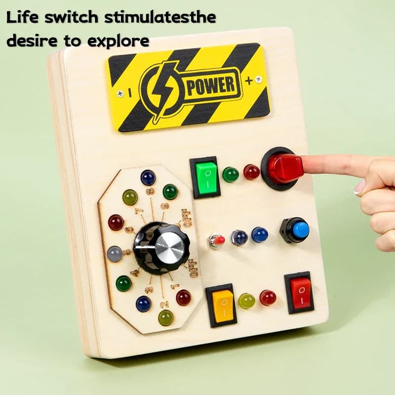 Montessori Tavola occupata Interruttori della luce a LED Scheda di controllo Giocattoli sensoriali Tavola di legno Giochi per bambini Regali puzzle per bambini