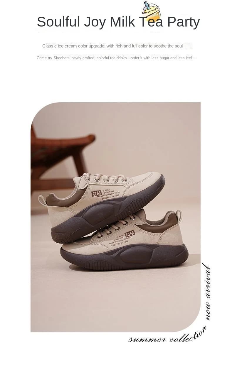Nuove Scarpe Casual da Donna in Pelle 2026 con Plateau, Sneakers Allacciate con Suola Spessa Antiscivolo, Versatili per l'Uso Quotidiano, Calzature Trendy per Studentesse