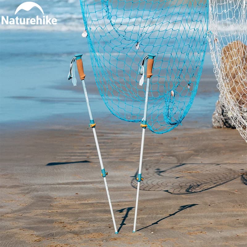 Ecological telescopic trekking poles with 3 sections of aluminium alloy Naturehike Sea Series Beach cork walking pole for camping excursions