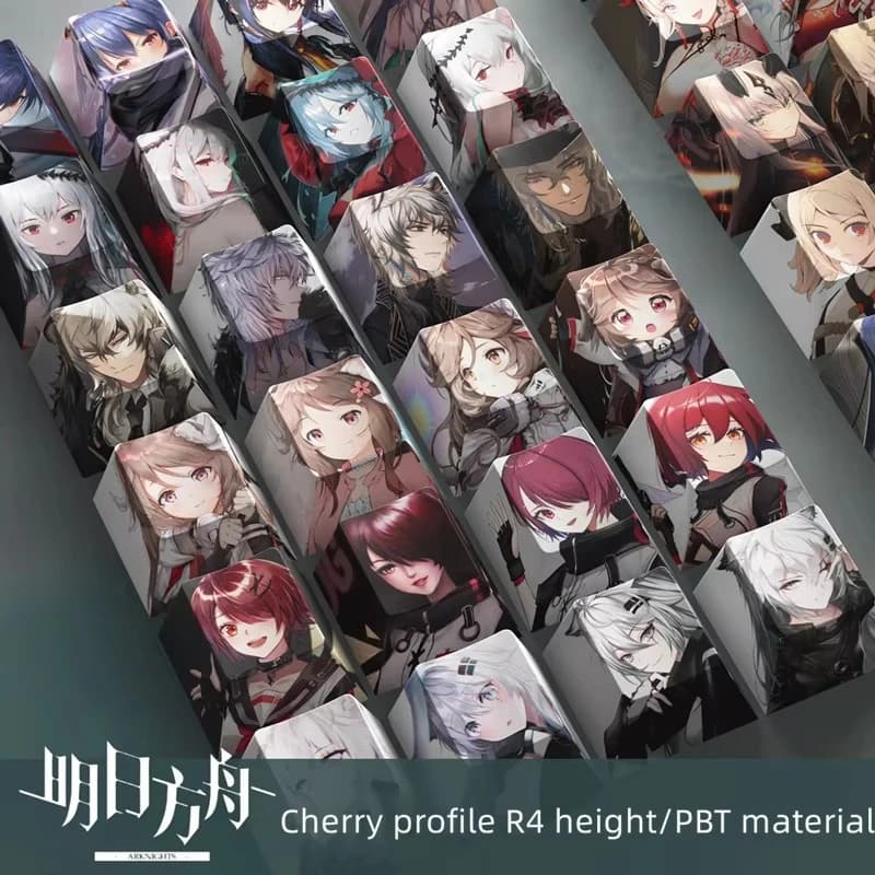 4 tasti/set Arknights Operatore Copritasti PBT Dye Subbed Copritasti Cherry Profilo R4 Altezza Keycap per MX Switch Tastiera meccanica