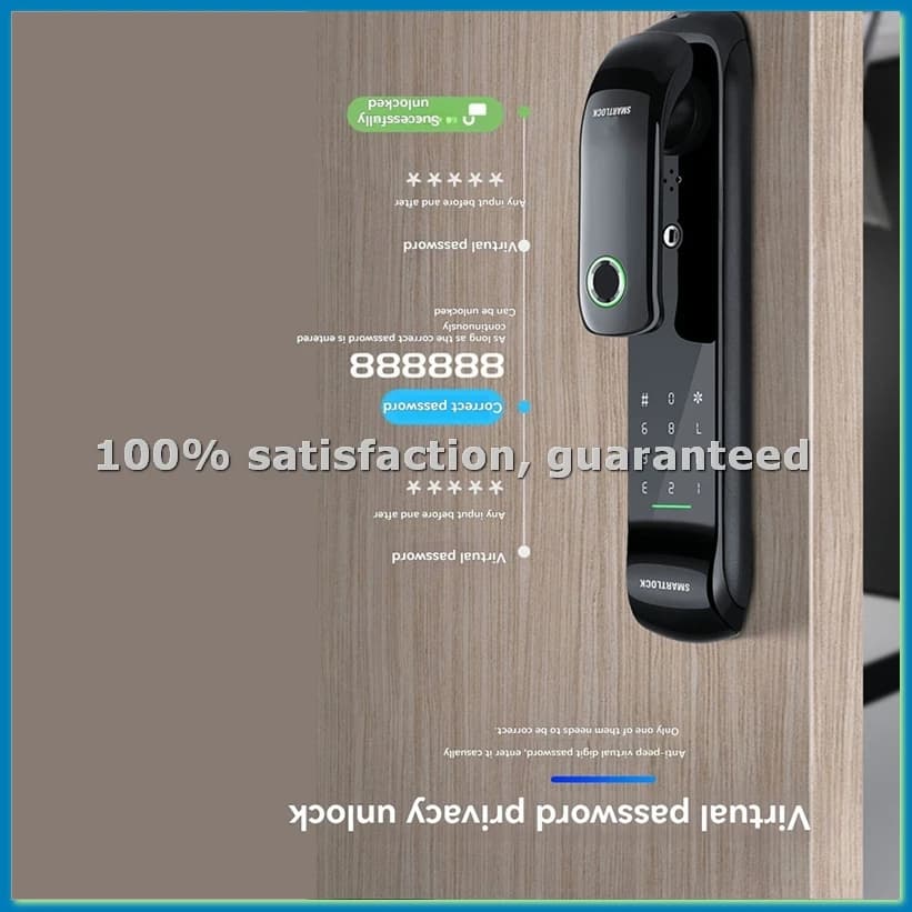 Serrature Intelligenti Tuya Completamente Automatiche con Sblocco Biometrico Tramite Impronta Digitale, Carta RFID, Password e Chiave - A25R