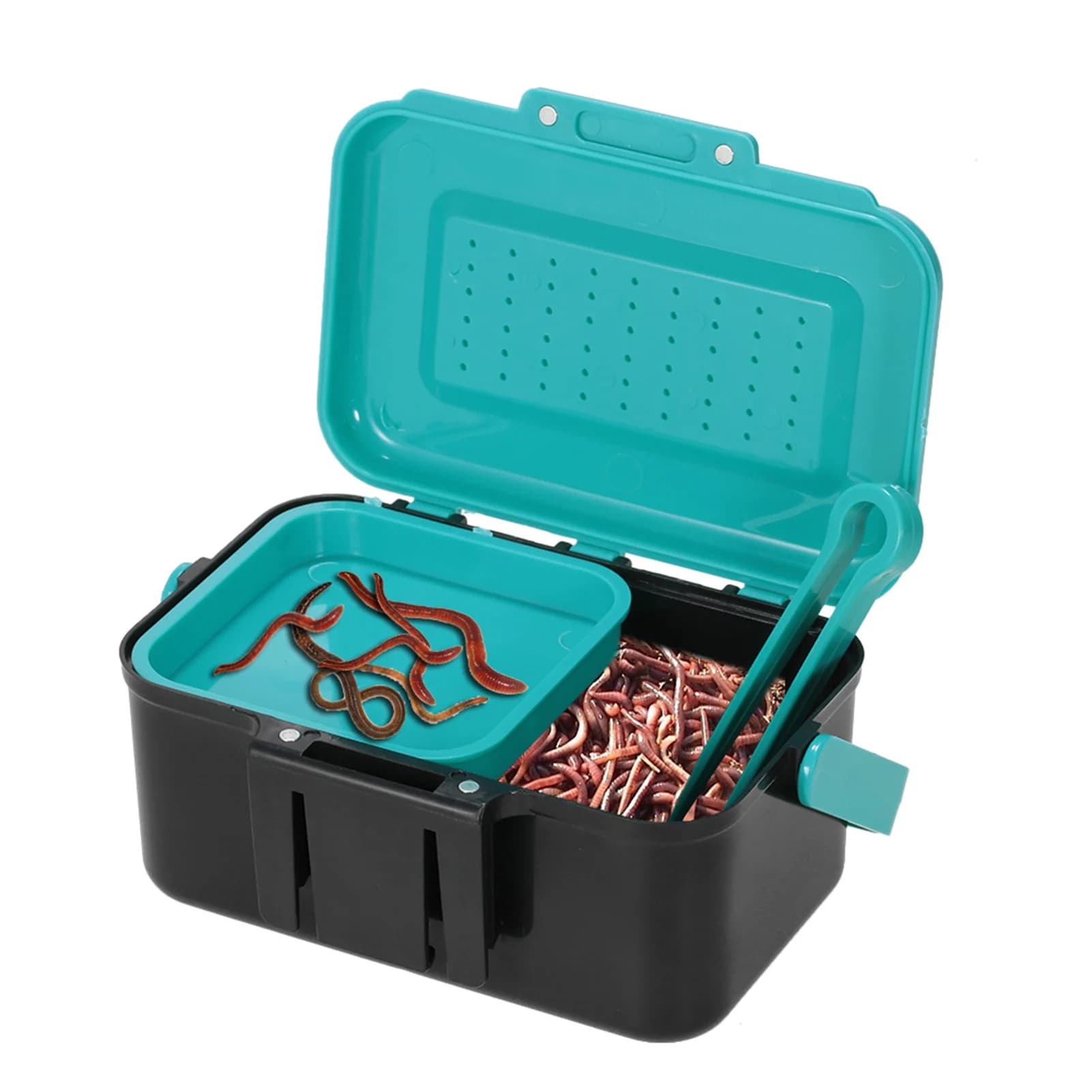 Custodia portatile per esche da pesca Custodia per esche vive Gancio per esche Lombrico Custodia per attrezzatura da pesca in vita per scatola per esche da pesca all'aperto