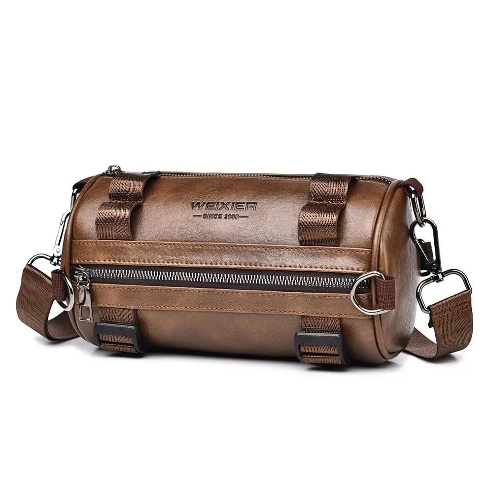 PU Leather Crossbody Shoulder Bag Circular Design Barrel Shape Barrel Handbag Crossbody Strap Messenger Style Casual Handbag