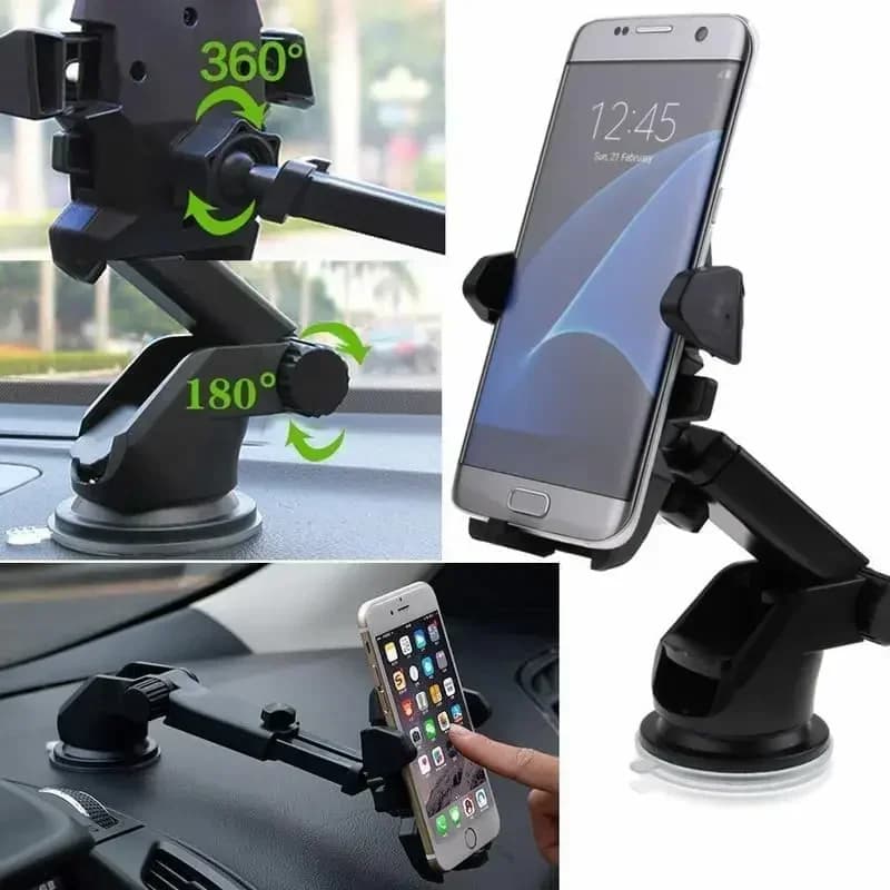Auto Universale 360 ° Ruota il supporto per telefono cellulare Supporto per telefono per auto GPS Supporto per supporto per telefono cellulare con ventosa per parabrezza per iPhone