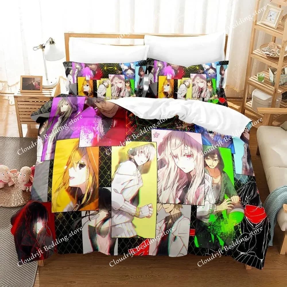 Set di Biancheria da Letto con Stampa 3D Anime Kagerou Project, Disponibile in Varie Misure per Adulti e Bambini