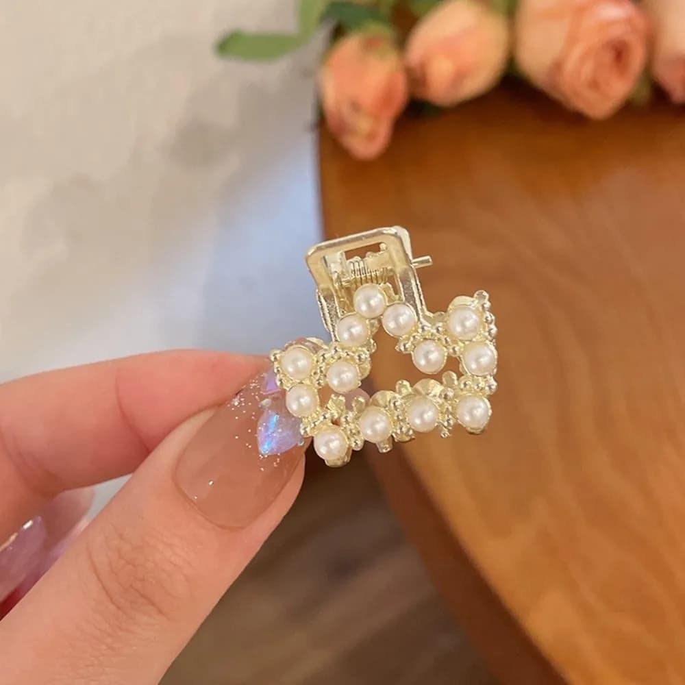 Gifts Alloy Pearl Hair Clip Pearl Retro Mini Hair Hairpins Rhinestone Small Crab Claw Clip