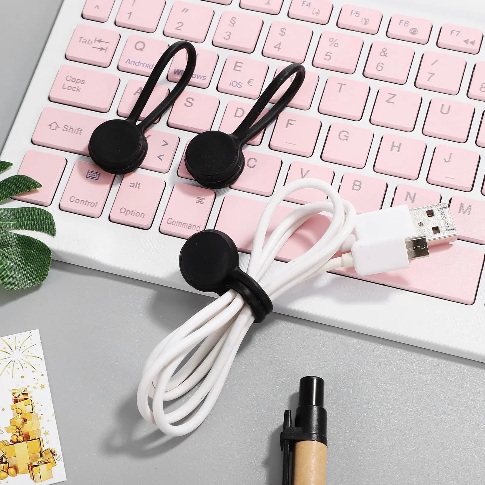 10 Pezzi Fascette Magnetiche in Silicone Riutilizzabili per Cavi, Organizzatori per la Gestione dei Cavi, Ideali per Elettronica e Viaggi