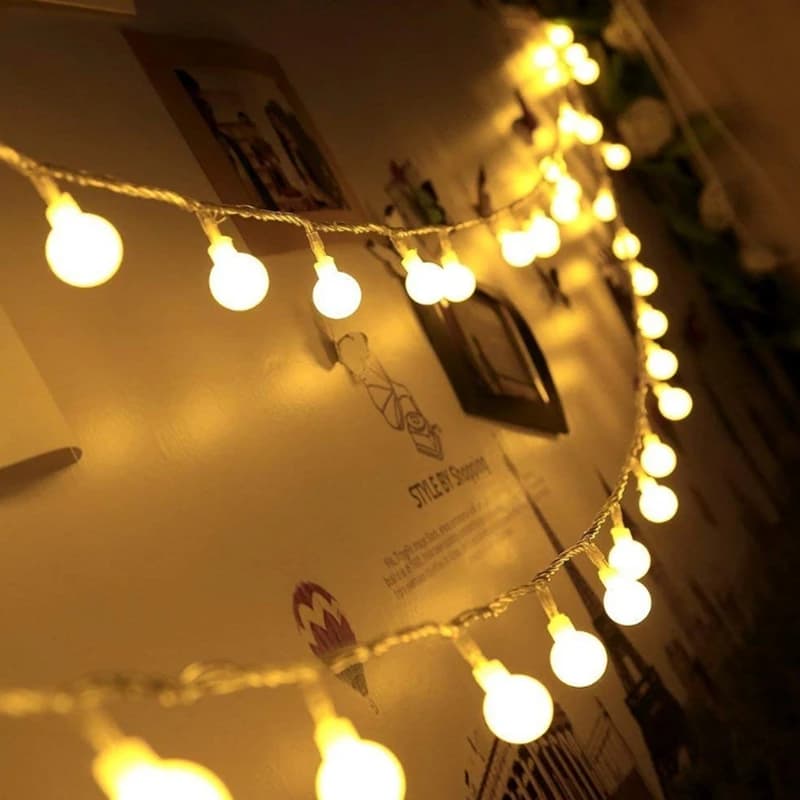 Luci a Sfera LED a Filo 3M 6M 10M 12M Impermeabili per Albero di Natale, Matrimoni, Decorazioni Interne, Alimentate a Batteria