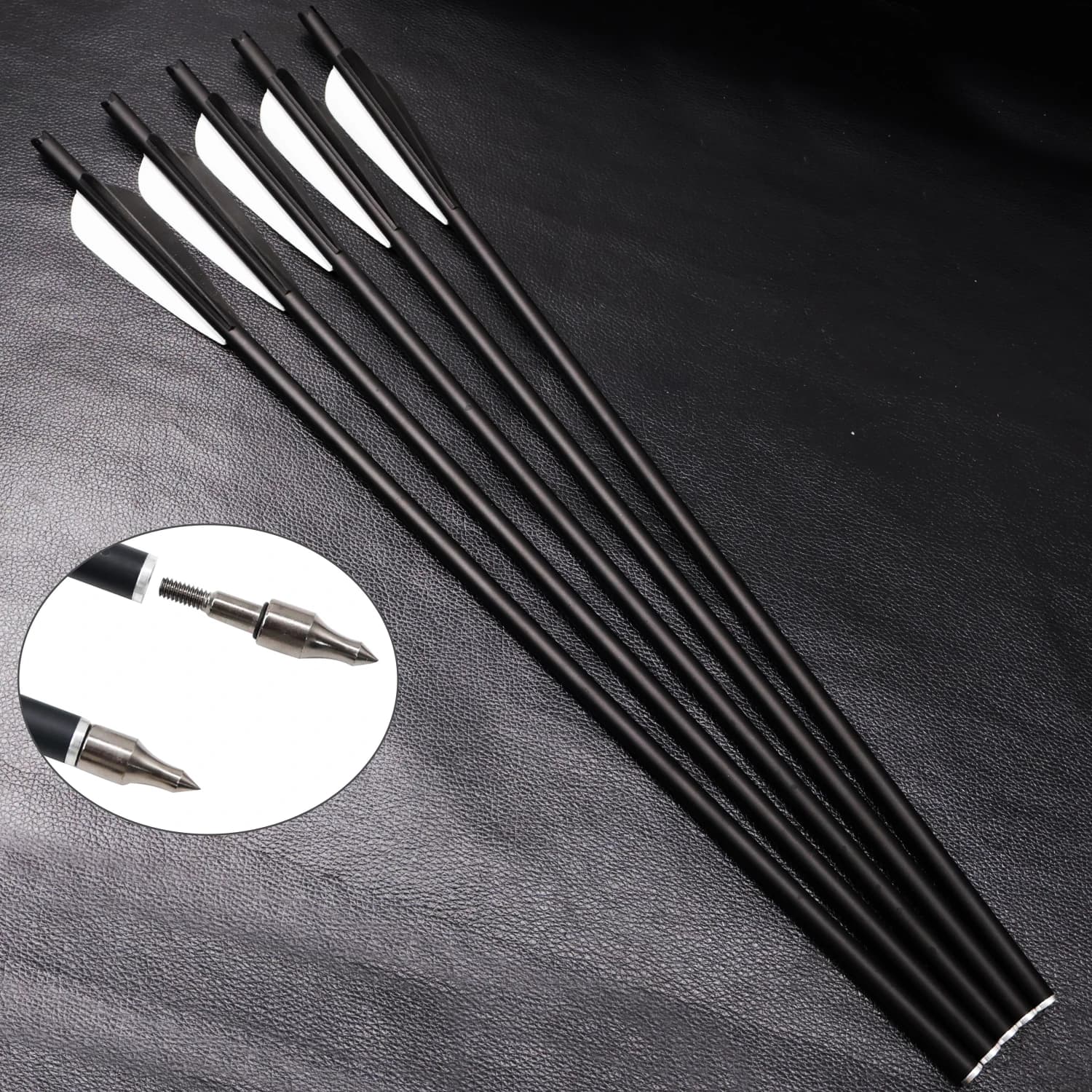 Frecce in carbonio misto da 54 cm/21,2 pollici, 12 pezzi, con punte sostituibili, frecce corte professionali per tiro, frecce per la caccia al piccolo selvaggina.