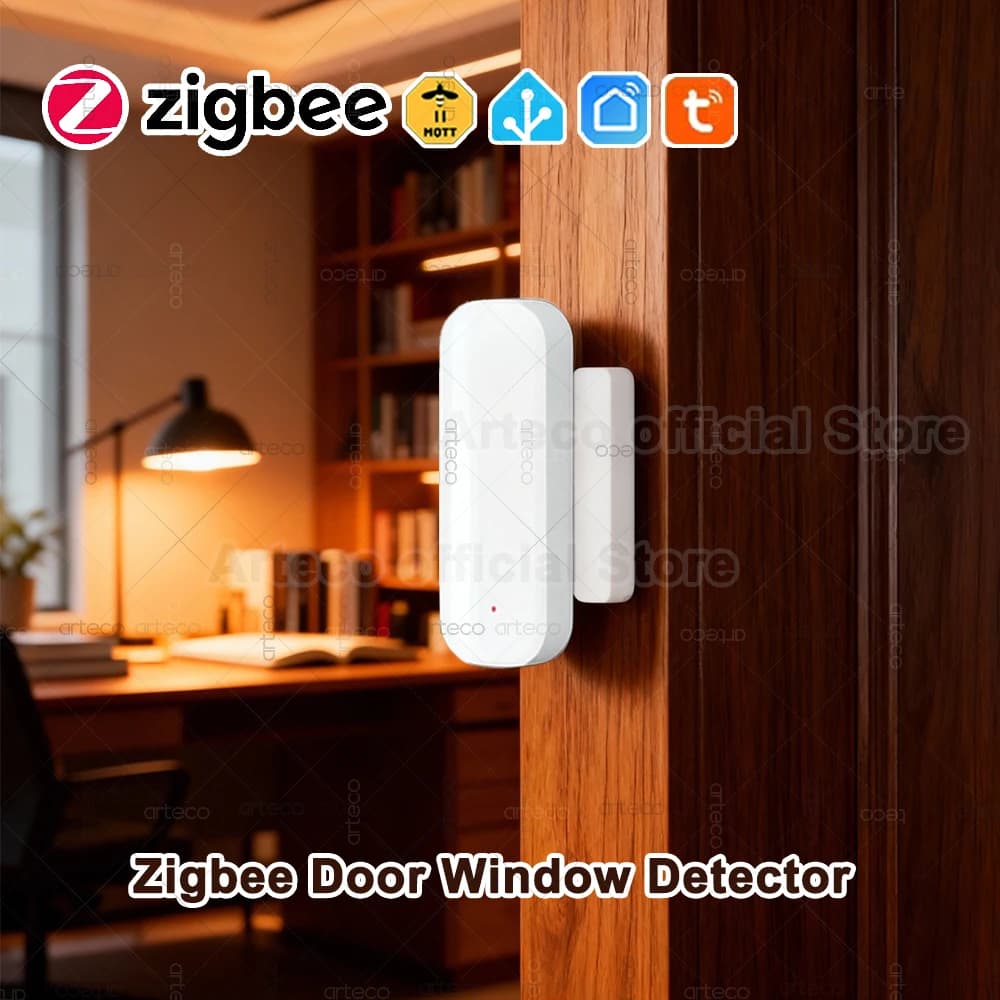 Tuya Smart Zigbee Sensore per porte e finestre Contatto magnetico Rilevatore aperto chiuso Sensore antifurto di sicurezza domestica Funziona con Zigbee2MQTT