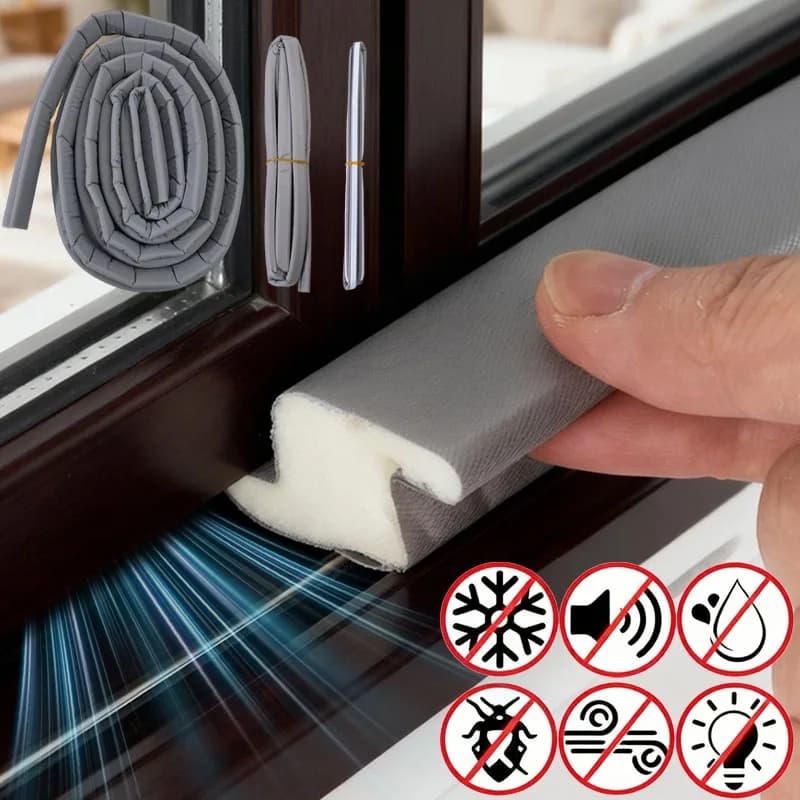 Foam Window Sealing Strips Self Adhesive Weather Stripping Soundproof Windproof Waterproof Insulation Window Gap Seal Sticker