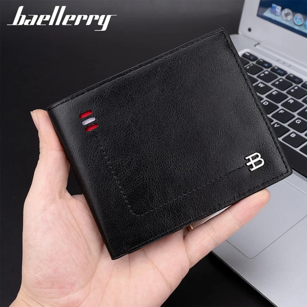 Baellerry Portafoglio professionale sottile Finestra identificativa rapida Chiusura con cerniera Set regalo esecutivo in pelle PU premium