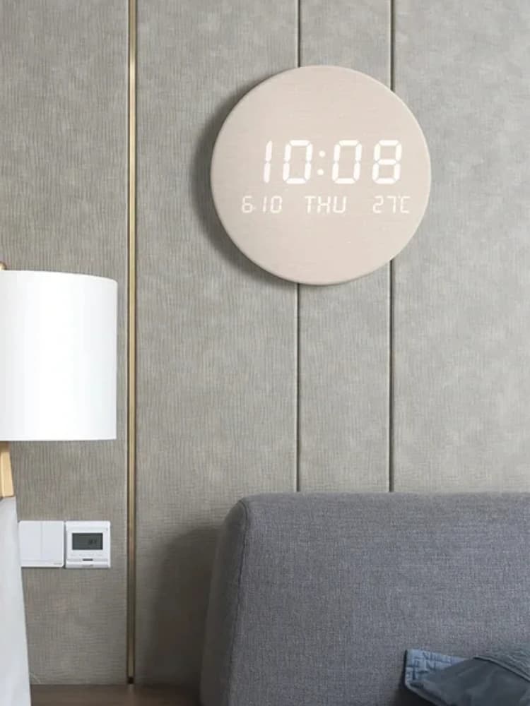 Orologio da parete digitale a LED con visualizzazione della temperatura, della data e dell'ora - Funzionamento silenzioso multifunzionale per soggiorno, camera da letto e casa