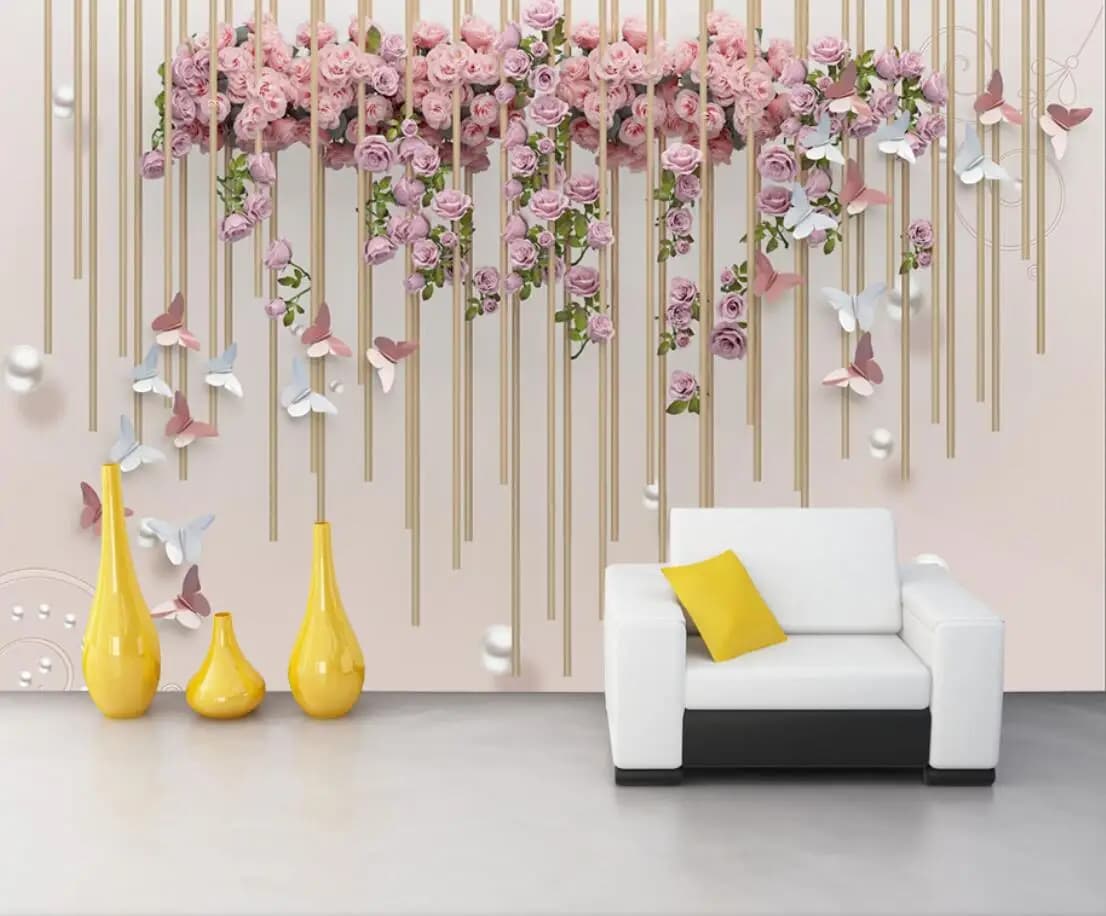 Carta da parati personalizzata Nordic 3D rilievo fiore farfalla foto sfondo muro decorazione della casa soggiorno Carta da parati della stanza nuziale