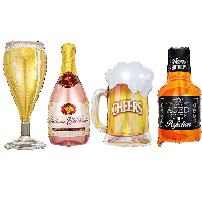 Palloncini in Foil a Forma di Boccale di Birra e Bottiglia di Whisky, Decorazioni per Feste di Compleanno, Articoli per Feste di Compleanno per Adulti